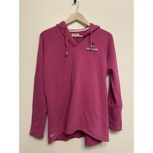 Cuffy's Cape Cod Hoodie Sweatshirt Women Large Pink Magenta Embroidered Pullover